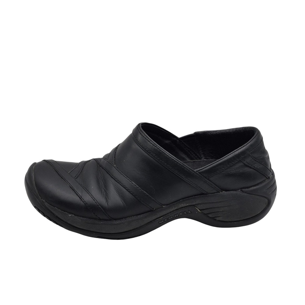 Merrell Shoes Womens Size 7 Black Encore Eclipse Leather Slip On Clogs J66590